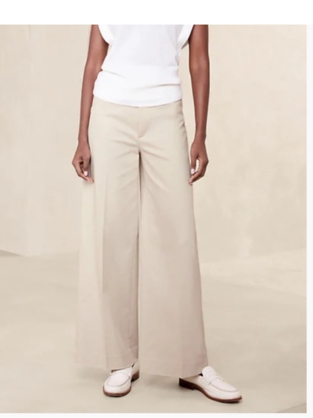 Banana Republic Beige Wide-Leg Dress Pants in 0P